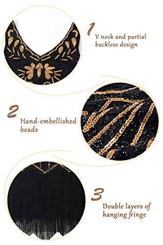 BABEYOND Damesjurk in jaren ’20-retrostijl, wapperend, ronde hals, met stijlvolle pailletten, in de stijl van The Great Gatsby, feestjurk, verkleedjurk - Image 5