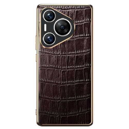 Funda para Huawei Pura 70 de cuero delgado con carcasa marrón ligera