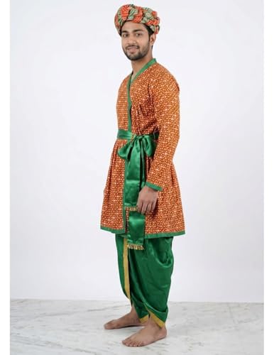 Image of BookMyCostume Rajasthani Indian State Fancy Dress Costume for Boys and Men | With Pagdi Adult M-L