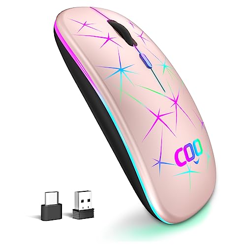 Wireless Mouse, 2.4G Portable Optical Quiet Rgb Mouse With Usb Receiver And Type C Adapter, 3 Adjustable Dpi Levels, Wireless Computer Mouse For Laptop, Computer, Pc, Macbook, Desktop (Champagne) #TOP1