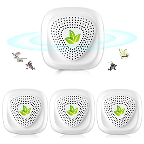 Repelente Ultrasónico de Plagas,2025 Nuevo Electrónico Repelente Mosquitos Insectos para Interiores Anti Cucarachas, Moscas,Mosquitos,Ratones,Arañas,100% Inofensivo para Mascotas y Humanos(4 Pack)