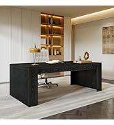 Tribesigns 70.9-Inch Executive Desk, Large Wooden Computer Office Desk with Sturdy Double Pedesta...
