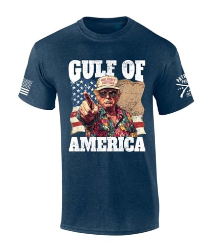 Patriot Pride Trump Gulf of America Funny Patriotic Short Sleeve T-Shirt-Heather Navy-XL