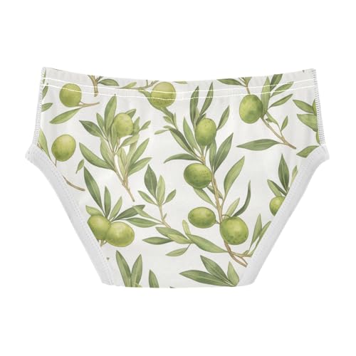 KLL Green Branch Olive Seamless Pattern Baby Boys Cotton Nighttime Underwear Cute Undies2