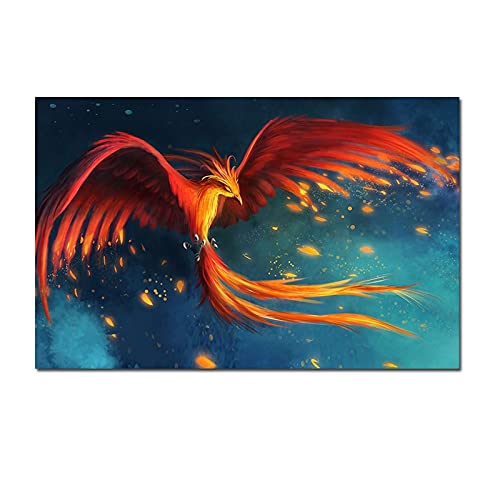 Kit Peinture Diamant Phénix pour Décoration Murale de Salon Lumineuse 50x100cm