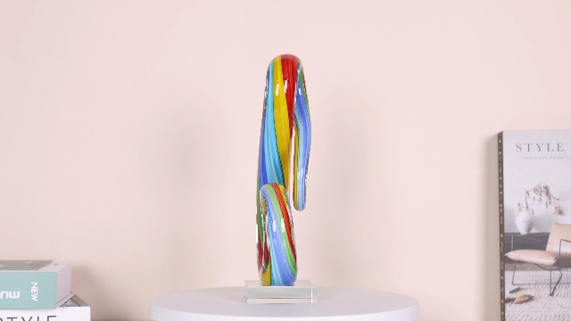Escultura de vidrio soplado nota musical colorida miniatura 7
