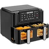 Strex Airfryer XXL - 10L - 2500W - Heißluftfritteuse - Doppelluftfritteuse - 50ºC bis 200ºC - 10 Kochprogramme - Schwarz