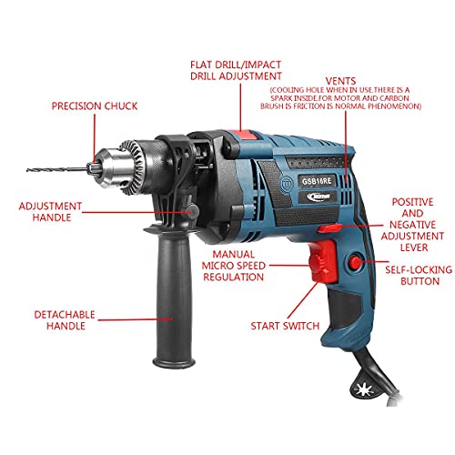 SISHUINIANHUA 3800 RPM Multifunktionsaufprallbohrer elektrischer Rotationshammer Bohrmaschine Schraubendreher Power Tool… – Bild 3