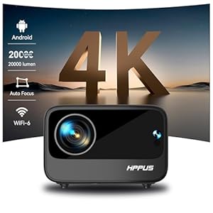 [Auto Focus/Keystone]HIPPUS Projector with WiFi 6 and Bluetooth, Projector 4K Supported 1080P Native 500 ANSI, Object Avoidance, and Screen Adaption, Projector Compatible with iOS/Android（Grey）