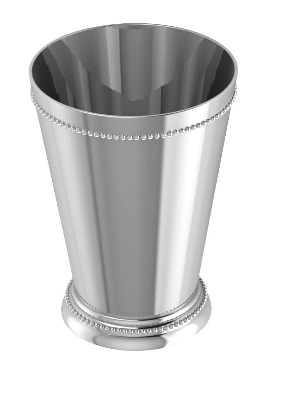 Krysaliis Silverplate Beaded Mint Julep Cup - Custom Engravable, Non-tarnishing, and Durable Mug - Crafted With .999 Silver Plated - Packaged in a Beautiful Gift Box - 5 Oz