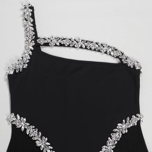 Image of PORRCEY Women's Sexy Rhinestone Mesh See Through Party Night Prom Dress