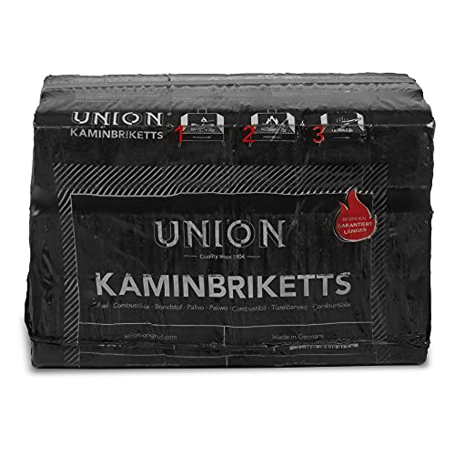 UNION 10kg 18 Stück Kaminbriketts Braunkohlebriketts Klütten für Ofen oder Kamin 10kg