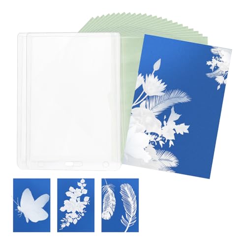 48pcs Cyanotype Printing Paper 11.5x8.1cm/4.53x3.19in Solar Sun Printing Paper Sunprint Kit with 2 Plastic Panels for Beginners or Artists Creative Nature & Botanical Art DIY