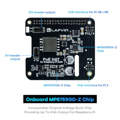 Plus de blocs secteurs encombrants grâce au POE HAT Raspberry Pi 5 4B 3B+ LAFVIN - 2