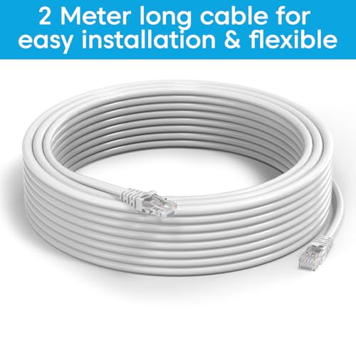 Image of Sounce Premium Cat6 UTP 2 Meter Ethernet Cable for Ultra-Fast 10G Network Performance 550MHz Bandwidth Snagless Patch Cord Connector Type RJ45 Compatible with Computer Server PS5 Xbox - White