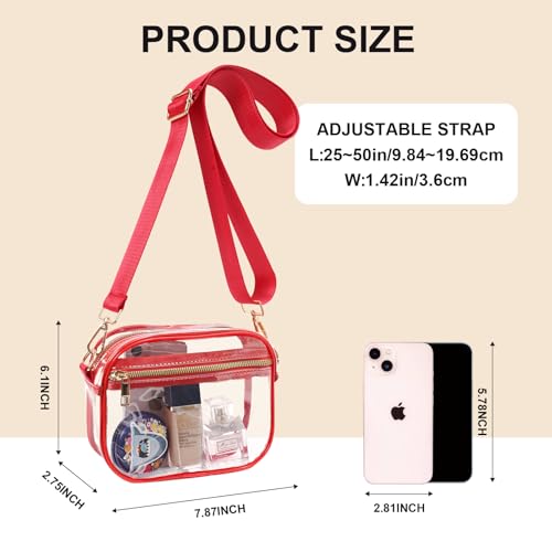 Image of Fibrdoo Clear Bag Stadium Approved, Leather Clear Crossbody Purse Bag for Concerts Sports Events Festivals