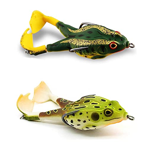 2 Piezas Silicona Suave Señuelos de Pesca Artificiales SeñUelos Pesca Rana Rana Señuelos de Pesca Cebos de Pesca de Rana Ranas Señuelos de Realista para Peces de Agua Dulce y Salada Cover