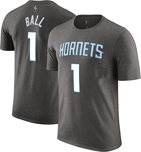 NBA Jungen Jugend 8-20 Charcoal Offizielles Spieler Name & Nummer Game Time Jersey T-Shirt, Lamelo Ball Charlotte Hornets, XL