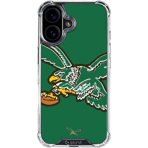 Skinit Clear Phone Case Compatible with iPhone 16 - Officially Licensed NFL Philadelphia Eagles Retro Logo Design