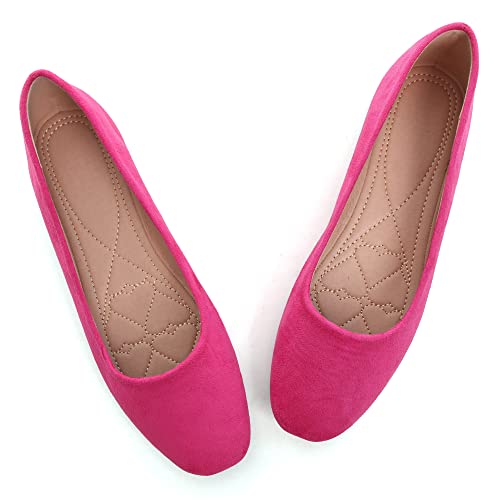 Image of ChaiRong Zhou Women Square Toe Ballets Flats Comfort Slip On Walking Shoes for Driving