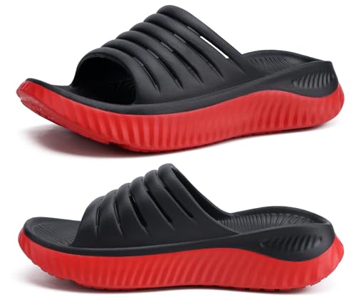 Image of KuaiLu Womens Recovery Sandals With Comfortable Plantar Fasciitis Support,Ladies Orthotic Open Toe Sport Slides Thick Cushion Reduces Stress on Feet,Joints & Back Post-Exercise