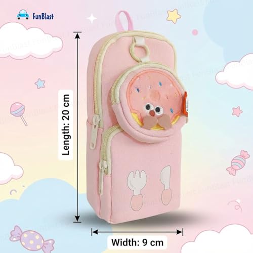 Image of FunBlast Pencil Pouch for Kids, Girls - Large Capacity Multipurpose Stationery Zipper Pouch with Coin Pouch for Kids & Adults, Kawaii Aesthetic Pencil Case Organizer, Cute School Supply Bag (Pink)