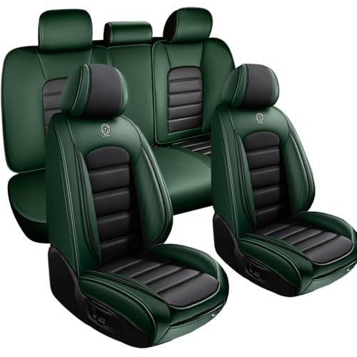 Image of Nappa Leather Seat Covers for Subaru Outback 2006-2024,Car Seat Covers Full Set,Waterproof Seat Protectors Auto Seat Covers,Breathable Nonslip Interior Cover Seats for Cars(Black and Green)