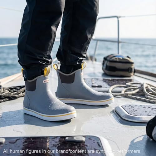 Image of SUREWAY Men's Deck Boots Professional Non-Slip Fishing & Ankle Boating Boot Waterproof Rain Boots, Lightweight Neoprene Rubber Deck Boots