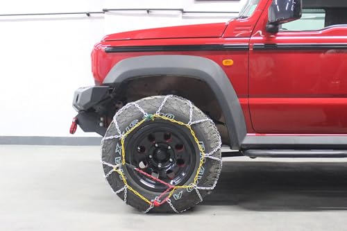 Image of Oshotto 12mm Snow Chain Metal Alloy Snow Chain Anti Skid Tire Chain Compatible with Mahindra Scorpio - Set of 2