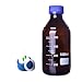 DONLAB MBX-02L2 Glass 2000ml/2L Amber Brown Round Media Storage Bottle Reagent Bottle with Screw PTFE 2-Hole Mobile Phase Cap GL45
