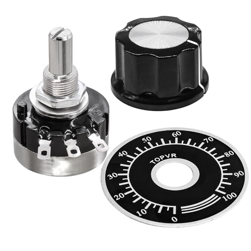 Taiss 2pcs RV24YN20S 20K Potentiometer Single Turn Carbon Film Rotary Taper Potentiometer Used for Inverter speed regulation. Motor speed control + 2pcs A03 knob + 2pcs dials (B203 20K ohm)