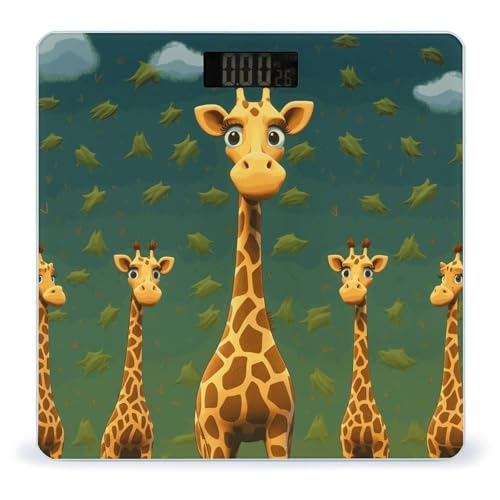 Báscula digital de baño con diseño jirafa y pantalla LCD miniatura 1