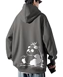 [ｂｌｕｅｆｅｅｌ] メンズ 秋服 パーカー トレーナー プリント 大きいサイズ ゆったり シンプル 通勤 通学 Dark Gray-2XL