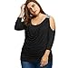 GONKOMA Clearance Women's Plus Size Cold Shoulder Long Sleeve Shirt Tops Loose Casual Black Blouse Tops
