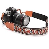 Amplia y cómoda: la correa para cámara está hecha de algodón de alta calidad, proceso de bordado retro, diseño de correa de algodón ultra ancha de 5 cm, más transpirable, úsalo alrededor de tu cuello, cruzado o sobre un hombro La amplia y cómoda correa de algodón aliviará la presión sobre tus hombros y cuello cuando utilices la cámara durante largos períodos de tiempo, lo que te hace más cómodo de usar.
