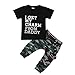Daoope Completino Bambino 0-3 6-12 Mesi 1 2 3 4 Anni Abbigliamento 24 Mesi Vestiti per Neonati Estate Toddler Bambini Bambino Ragazzi Lettera Tops T-Shirt Camo Pantaloni Set 2Pcs Vestiti Abiti