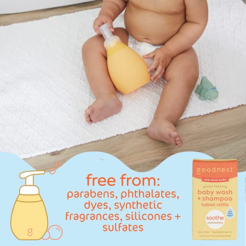 Goodnest Baby Bath Refill Tablets, Soothing Chamomile, All-In-One Baby Shampoo, Wash & Foaming Bath Soak Dissolving Soap Tablets, Gentle, Tear-Free, Hypoallergenic Foaming Baby Wash For Sensitive Skin, Includes (2) Refill Tablets #TOP7