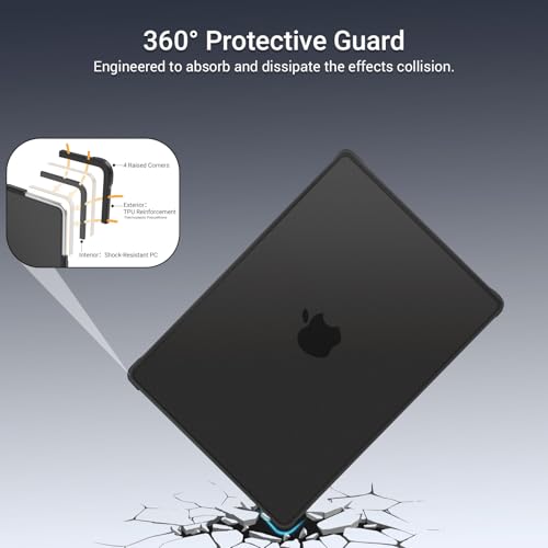 Image of MOSISO Compatible with MacBook Air 13 inch Case M5 2026 M4 2025 M3 M2 2024-2022 A3449 A3240 A3113 A2681, Seamlessly Closes Anti-Crack&Anti-Fingerprints Hard Shell for MacBook Air 13.6, Black