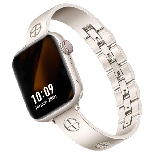 Image of Missair Compatible with Apple Watch Band 38mm 40mm 41mm 42mm 44mm 45mm 46mm 49mm, Stainless Steel Metal Strap Women Dressy Bracelet Wristband for iWatch Series 11 10 9 8 7 6 5 4 3 2 1 SE Ultra