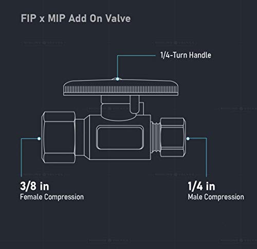 Image of Midline Valve 82314QS-OM-5 Add On Valve; Quarter Turn Wheel; 3 /8 in. COMP FIP x 1 /4 in. COMP MIP; Chrome Plated Brass (5 Pack)