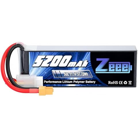 Zeee 3S Lipo Battery 5200mAh 50C 11.1V RC Batteries with XT60 Connector Soft Case for RC Airplane Helicopter Plane Quadcopter RC Car Truck Boat Cover