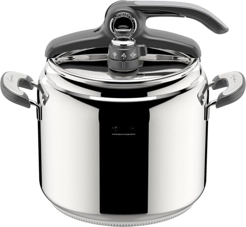 Lagostina Novia Vitamin Lagoeasy'UP Autocuiseur 9 L en Acier Inoxydable 18/10 Ø 24 cm, Casserole Induction et à Gaz, Couvercle intelligent et Ouverture Facile, avec Panier, Ecodose, Livre de Recettes