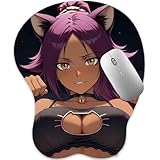RUFSMAAN 3D Mouse Pad Oppai Mousepad with Soft Gel Wrist Rest Anime Manga Gaming Boob pad Anti-Slip Mouse Mat （Yoruich 30）