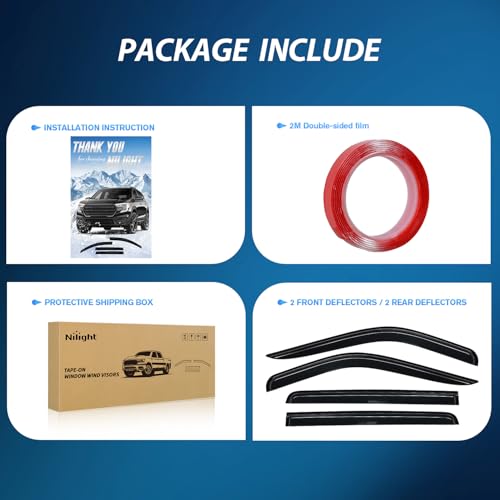 Image of Nilight Rain Guards for Silverado /Sierra 1500 Crew Cab 2019-2024, 4PCS