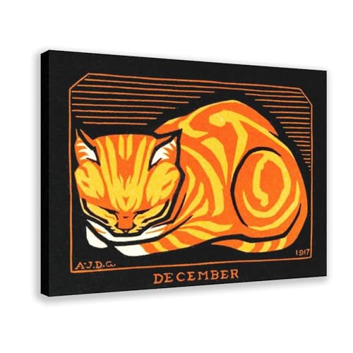 Impression sur toile de chat tigré orange décoration murale bureau Julie de Graag