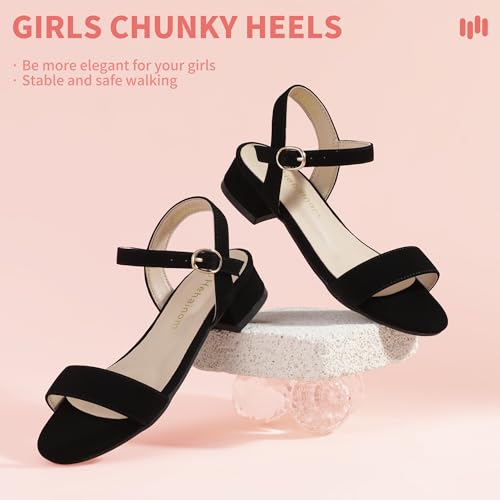 Image of Hehainom Girls Dress Shoes Low Heels Sandals Open Toe Wedding Party School for Little Big Kids Flower Girl Shoes