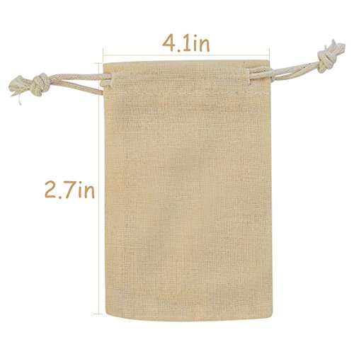 Bcp Pack Of 12Pcs 3X4 Inch Double Drawstring Cotton Muslin Bags Reusable Bags Tea Bags Souvenir Gift Bag #TOP2