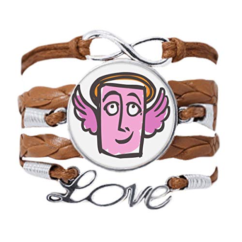 Bracelet smiley ange cuir noir pour un style urbain quotidien