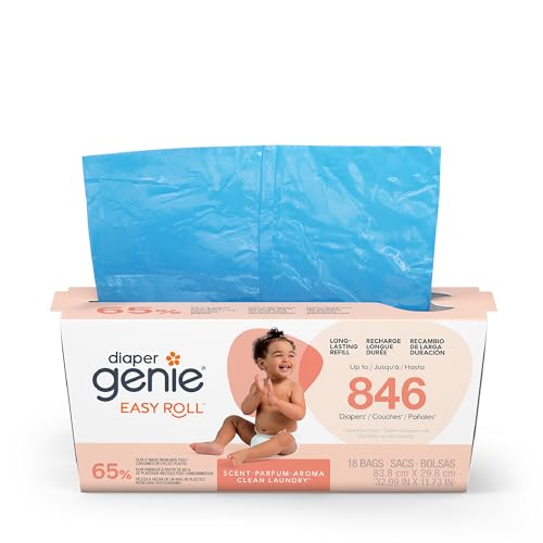 Image of Diaper Genie Easy Roll Refill | 18 Clean Laundry Scent Bags | 65% PCR Film | Fits Platinum, Signature & Deluxe