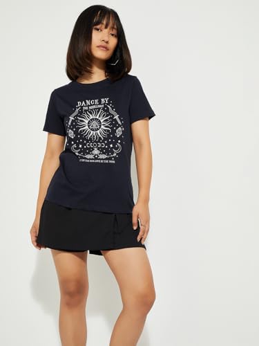 Image of Max Women's Cotton Regular Fit URB N Graphic Printed T-Shirt - Pack of 2